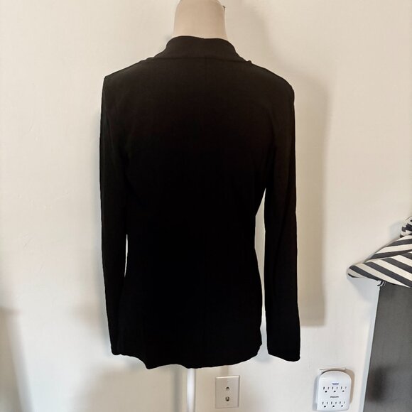 THEORY Black Draped Cowl Top Stretch Knit Long Sleeve Size L - Picture 5 of 8